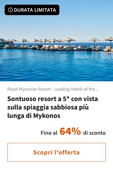 Sontuoso resort a 5* con vista sulla spiaggia sabbiosa più lunga di Mykonos