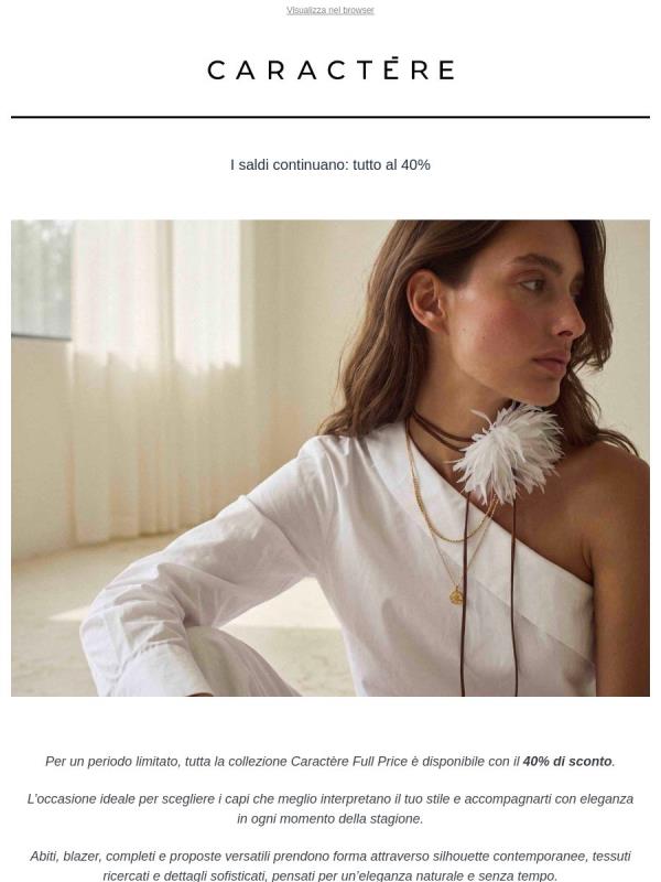 Eleganza contemporanea, ora al 40%