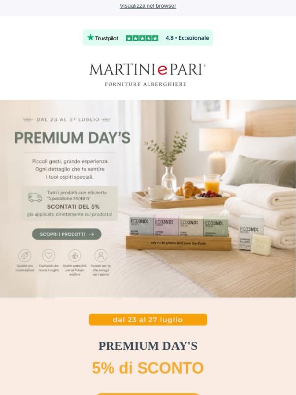 PREMIUMDAY’S: 5% di sconto su tutti i prodotti premium