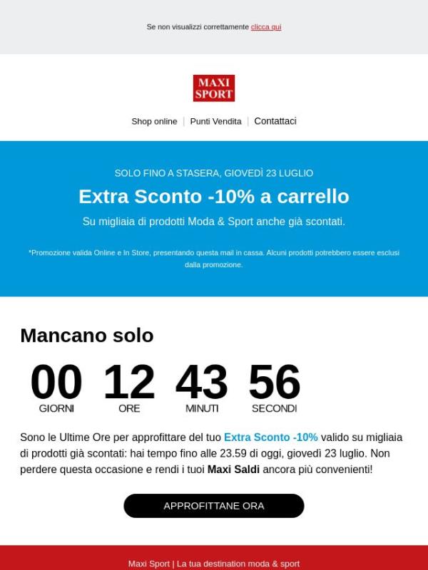 ⏳ ULTIME ORE: il tuo Extra Sconto termina stasera!