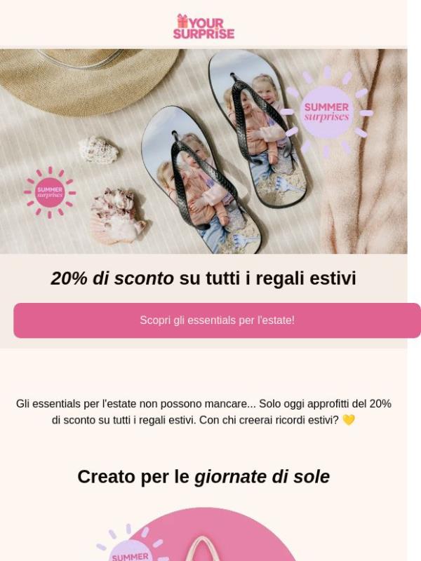 🏖️ Essentials estivi ora con il 20% di sconto