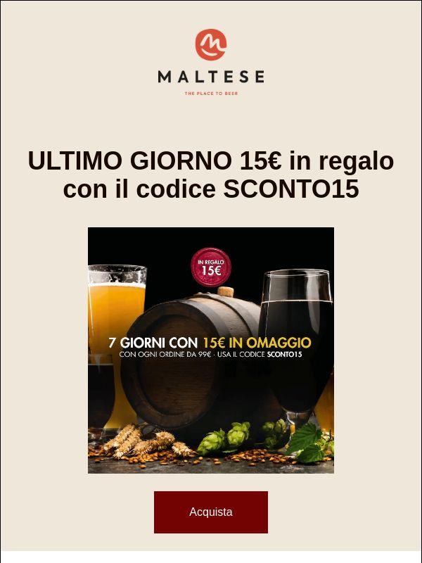 ULTIMO GIORNO - Il codice sconto di 15€ che tutti aspettavano sta per finire