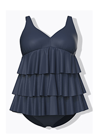 Tankini con coppe morbide, volant e materiale riciclato