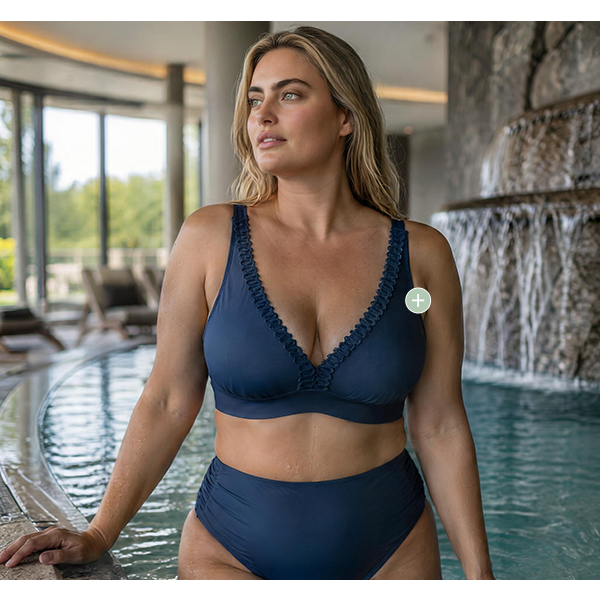 Bikini, profili decorativi, coppe morbide, spalline regolabili