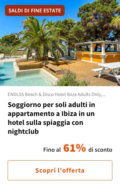 Soggiorno per soli adulti in appartamento a Ibiza in un hotel sulla spiaggia con nightclub