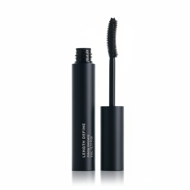 an image of a mascara tube with a black brush