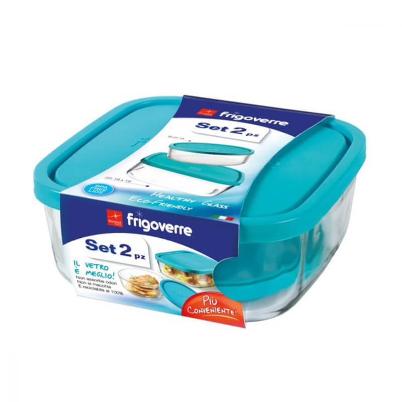 Frigoverre Classic Large Tempered Glass Food Container - Set 2 Pcs