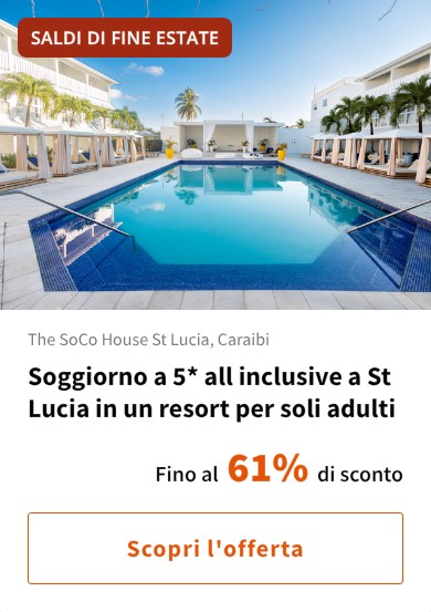 Soggiorno a 5* all inclusive a St Lucia in un resort per soli adulti