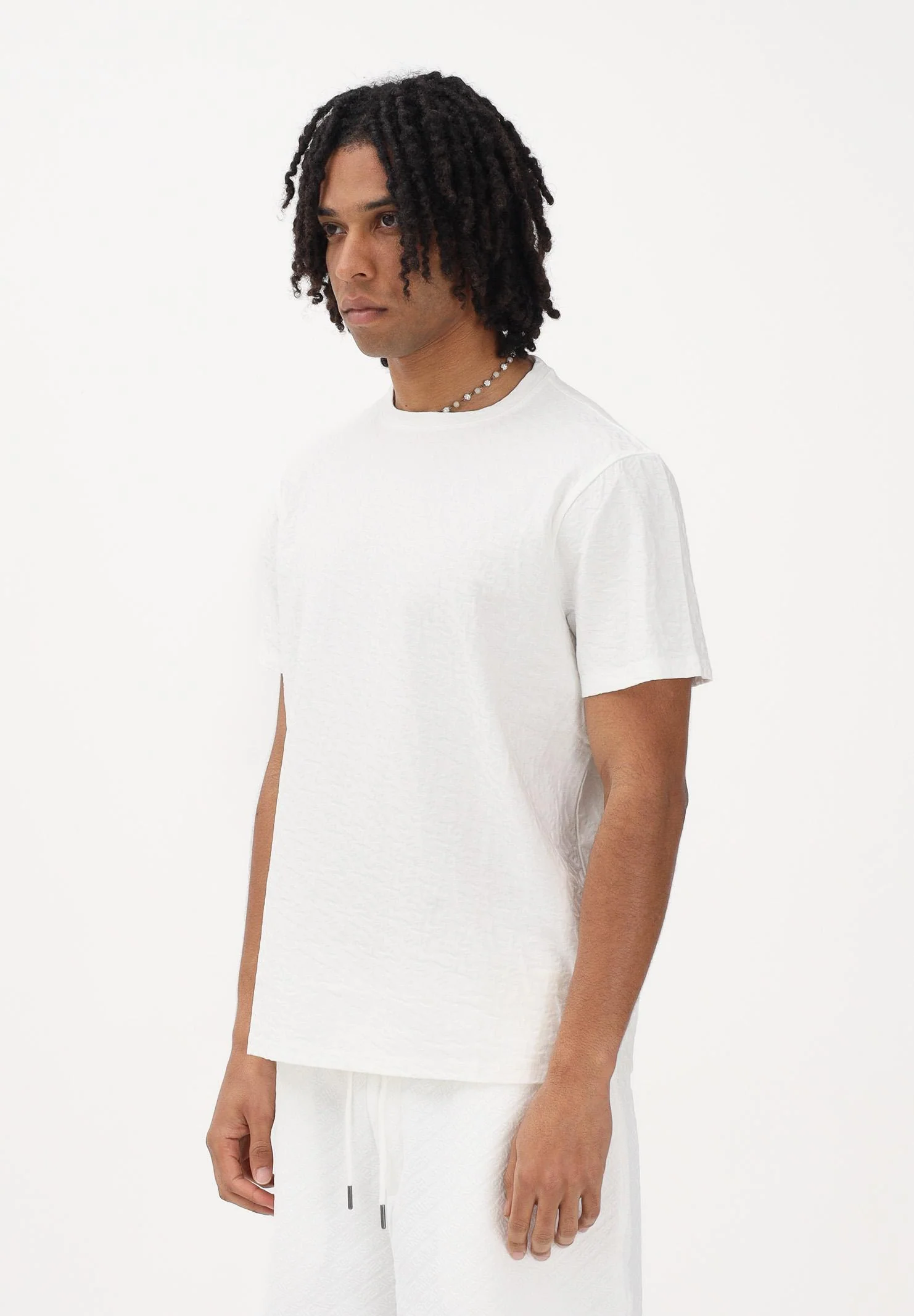 Image of ARMANI EXCHANGE T-shirt a manica corta bianca da uomo con texture tono su tono