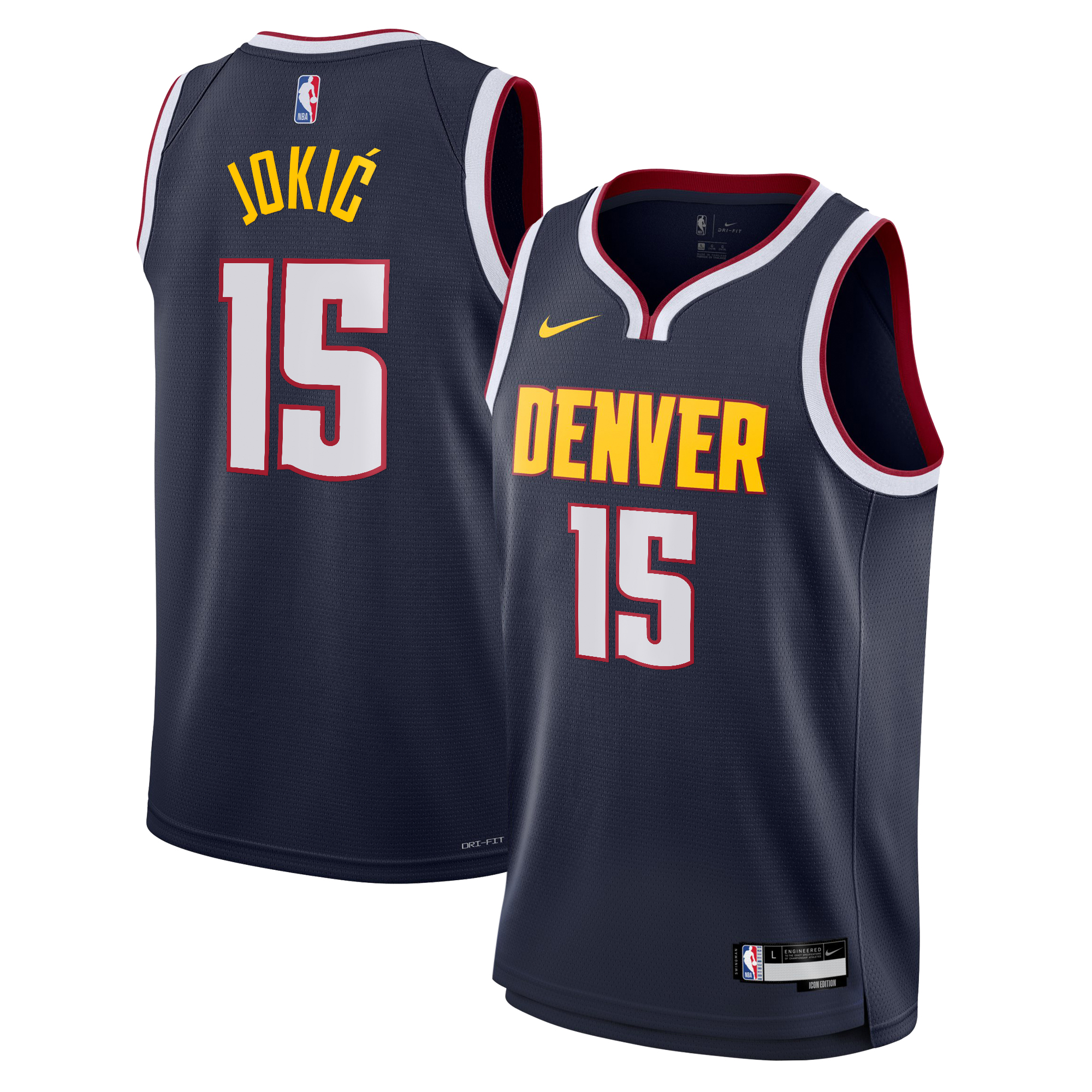 Maglia Nike Icon Swingman dei Denver Nuggets - Blu scuro - Nikola Jokić - Giovanile
