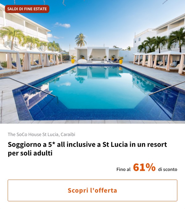 Soggiorno a 5* all inclusive a St Lucia in un resort per soli adulti