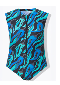 Costume da bagno con peperoncini, zip, coppe morbide e materiale riciclato