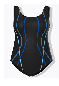 Costume da bagno senza coppe con pistagna e scollo rotondo