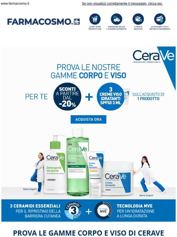 🎁 CeraVe: per te, 3 creme viso idratanti SPF50 da 3ml!