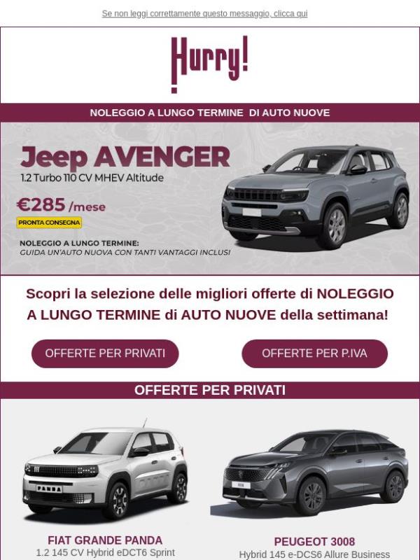 🚘HURRY! Noleggio | Le MIGLIORI OFFERTE della settimana 🚘 Scopri tutte le auto a noleggio a prezzi scontati!