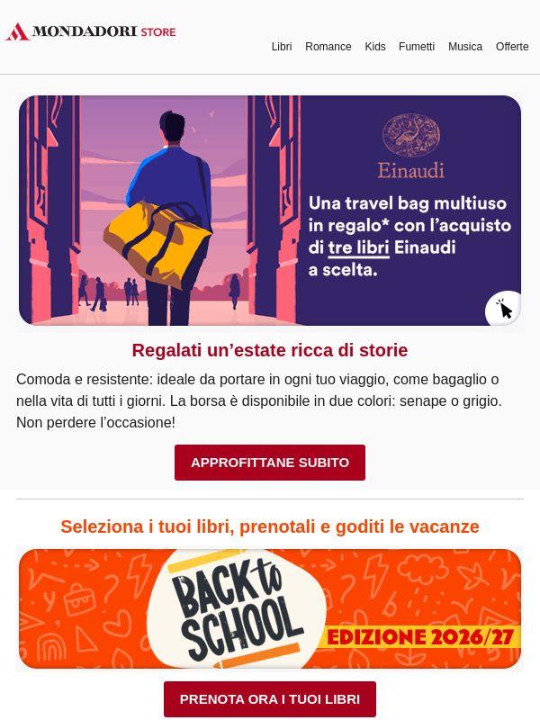 Vivi l'estate con Einaudi: in regalo per te la travel bag