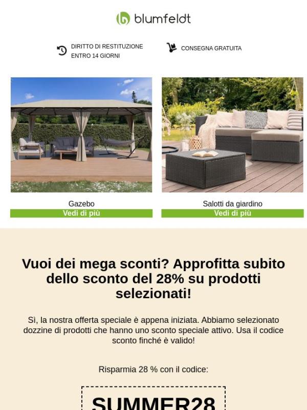 L'offerta  è valida fino a mezzanotte: con il codice SUMMER28 risparmi il 28% su una selezione di articoli