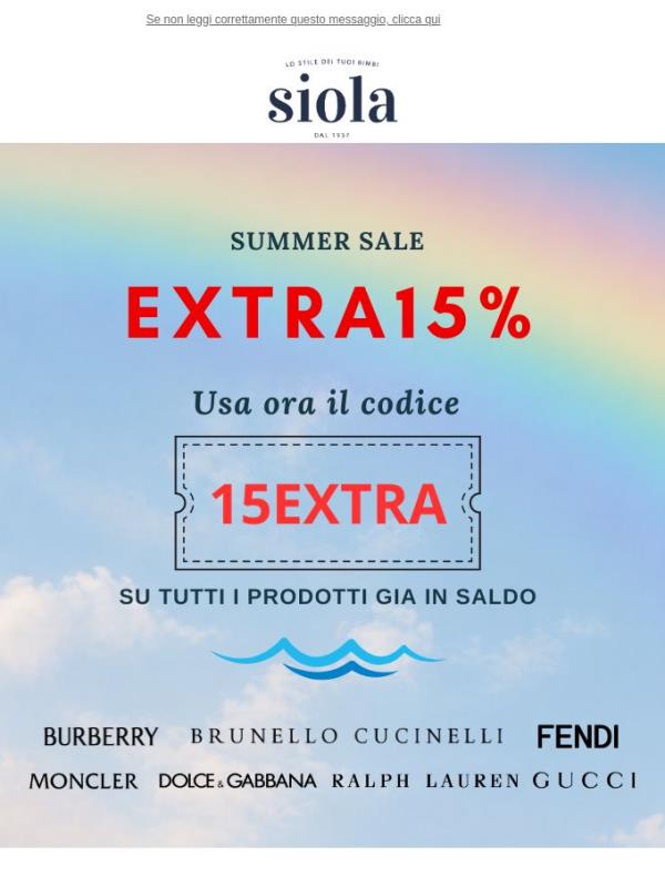 ⏳ Ultimi giorni per usare il codice 15EXTRA⏳