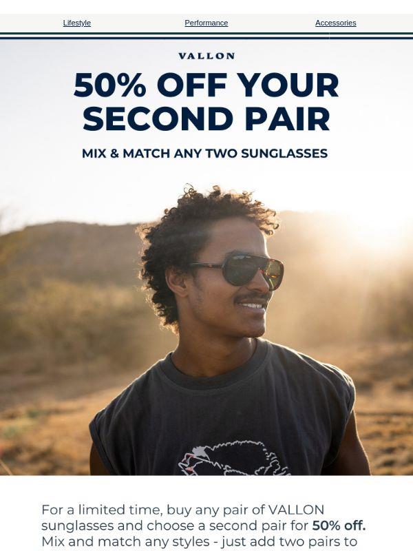 50% off your second pair 🔆