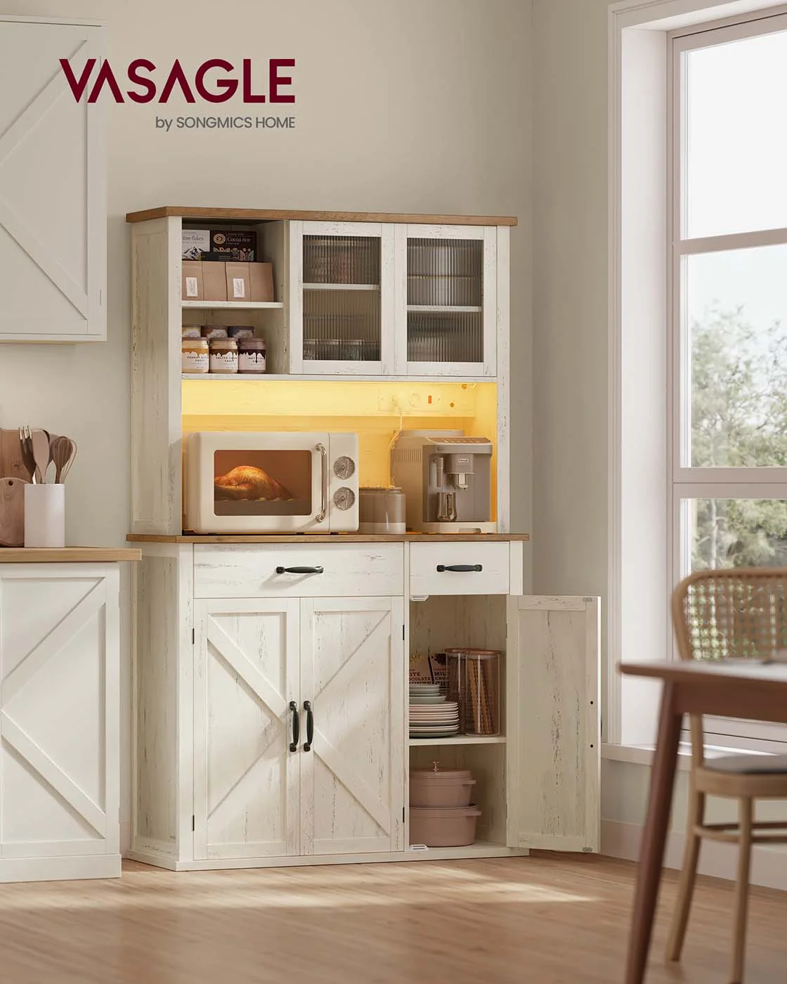 Image of Credenza cucina con luce multipresa e ripiani regolabili