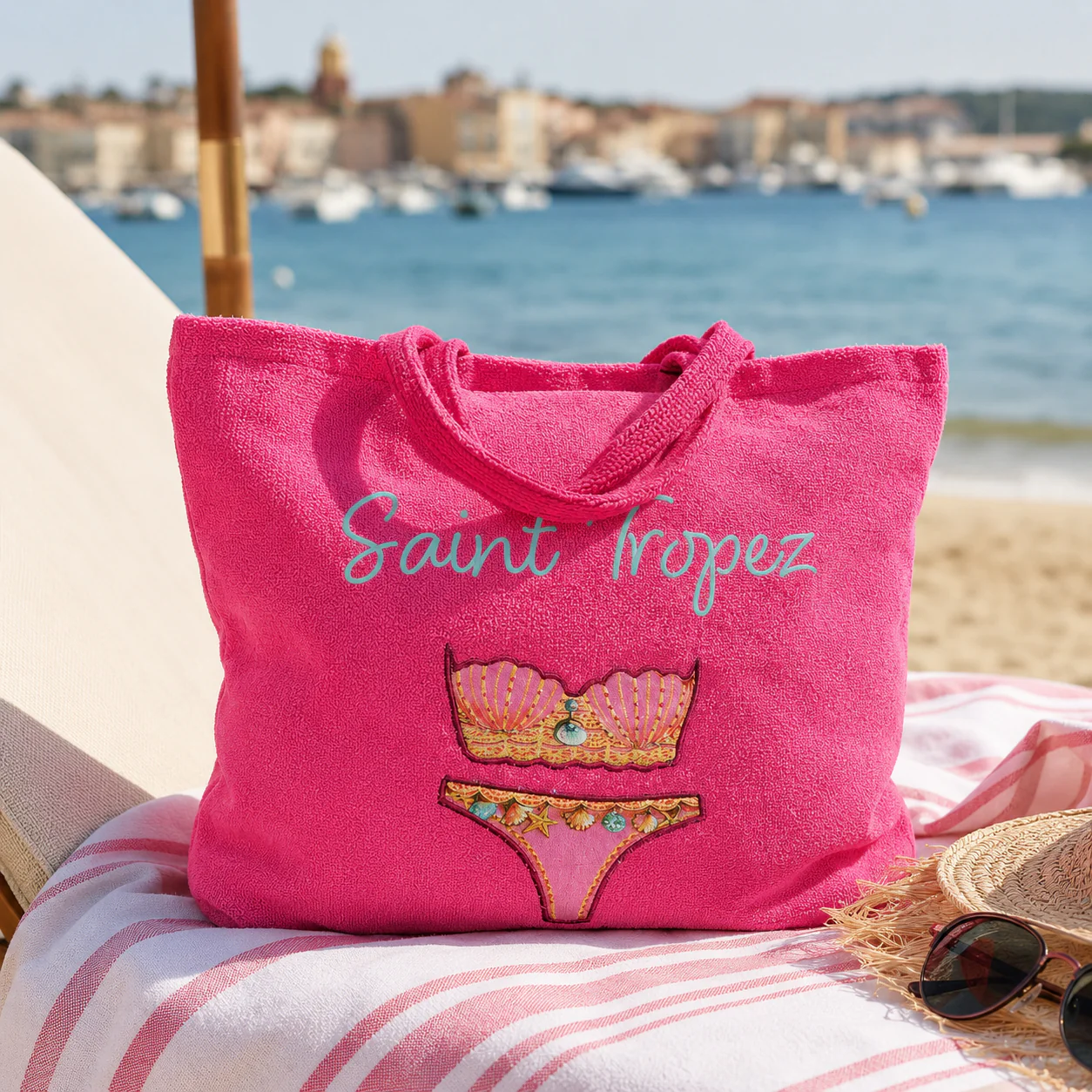 Image of Borsa Mare o Trousse in Spugna<br> di Cotone Ricamata - <b>Ladie
