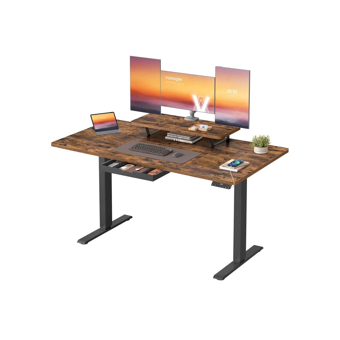 Image of Scrivania elettrica regolabile con supporto monitor e USB