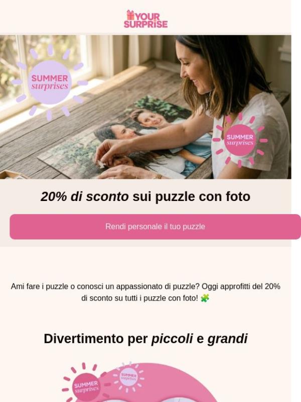 Oggi 20% di sconto sui puzzle con foto!