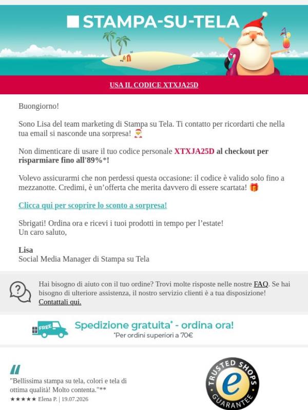 Ultima occasione: hai ancora 24 ore per scoprire il tuo misterioso sconto di Natale a luglio!