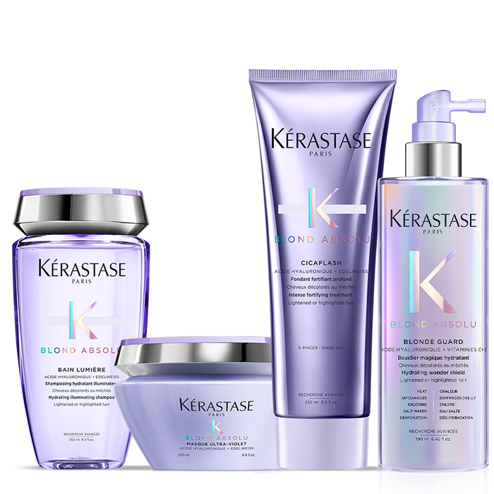 Il Bain Lumi&egrave;re, la Masque Ultra-Violet, il Fondant Cicaflash e il Blonde Guard.