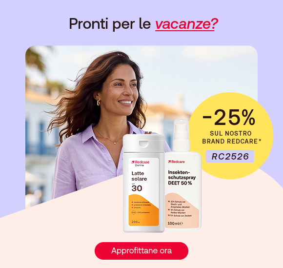 “Banner con prodotti Maalox Digestione Rapida, Mag Ricarica ed Enterogermina Gonfiore, accompagnati da icone di viaggio. Testo: ‘Quest’estate parti con i giusti alleati’. In evidenza il supporto alla digestione, all’energia e al benessere intestinale.” Today 2:17 PM “Donna sorridente all’aperto accanto a prodotti Redcare (latte solare SPF 30 e spray repellente per insetti DEET 50%). Testo: ‘Pronti per le vacanze?’. Offerta -25% sul brand Redcare con codice RC2526 e pulsante ‘Approfittane ora’.” “Banner con prodotti Maalox Digestione Rapida, Mag Ricarica ed Enterogermina Gonfiore, accompagnati da icone di viaggio. Testo: ‘Quest’estate parti con i giusti alleati’. In evidenza il supporto alla digestione, all’energia e al benessere intestinale.” Today 2:17 PM “Donna sorridente all’aperto accanto a prodotti Redcare (latte solare SPF 30 e spray repellente per insetti DEET 50%). Testo: ‘Pronti per le vacanze?’. Offerta -25% sul brand Redcare con codice RC2526 e pulsante ‘Approfittane ora’.”