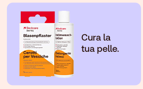 “Prodotti Redcare Cerotti per Vesciche e Detergente Intimo su sfondo lilla. Testo: ‘Cura la tua pelle’.” “Prodotti Redcare Cerotti per Vesciche e Detergente Intimo su sfondo lilla. Testo: ‘Cura la tua pelle’.”