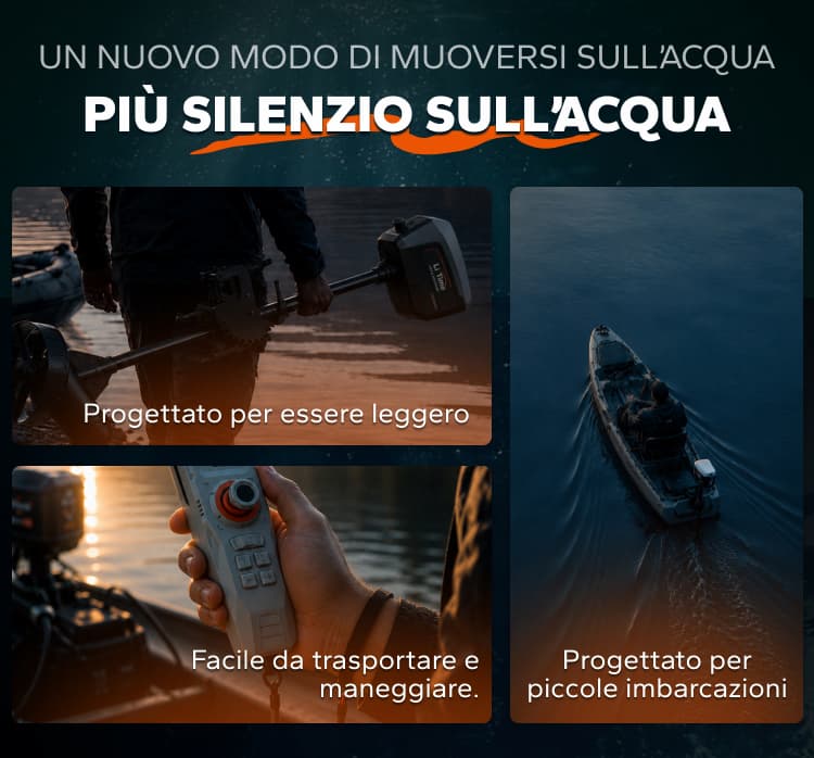 Propulsione elettrica Argoseeker, leggera, silenziosa e facile da trasportare.