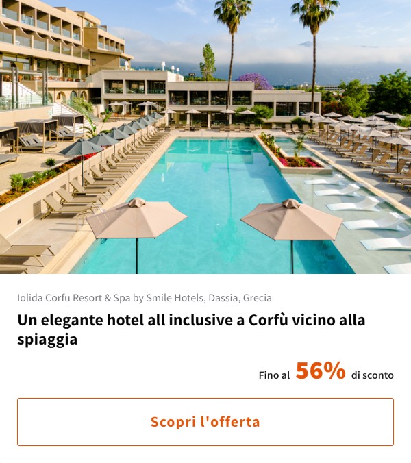 Un elegante hotel all inclusive a Corfù vicino alla spiaggia