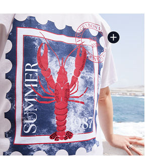 T-shirt, stampa Aragosta, oversize, scollo tondo, mezze maniche