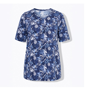 T-shirt dal taglio svasato con pieghe decorative, scollo a V e mezze maniche