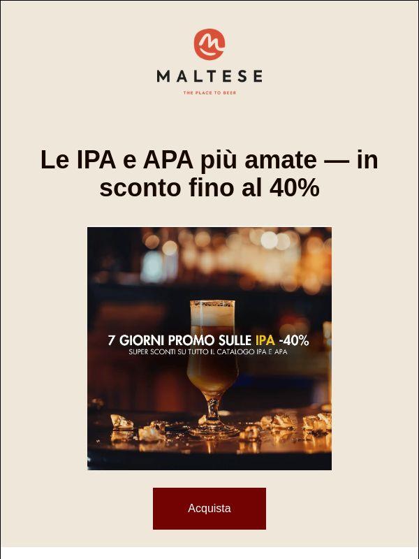 Settimana IPA e APA tutte in promo fino al 40% - ultimi giorni