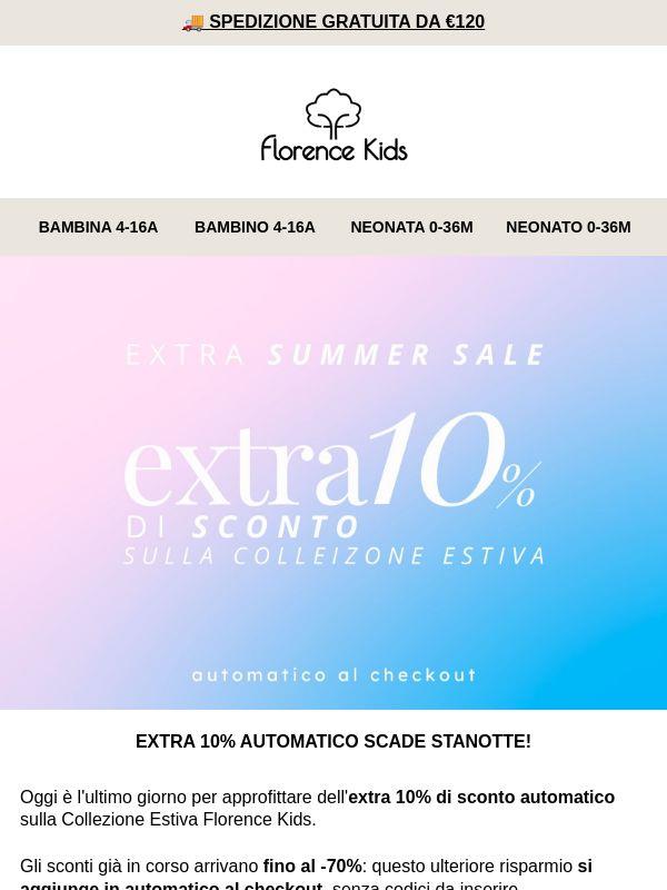 ⏳ ULTIME ORE: EXTRA 10% AUTOMATICO SUI SALDI ESTIVI