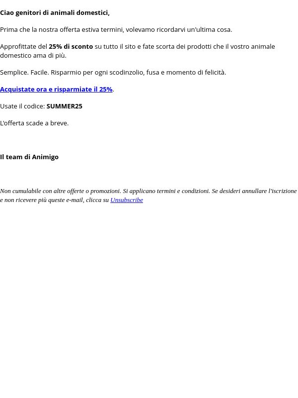 Ultima occasione: sconto del 25%, offerta valida solo per un periodo limitato.