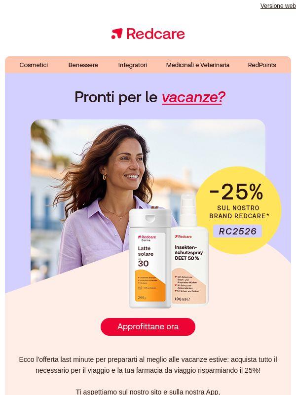 Redcare: offerta vacanze -25% ☀️⛱️