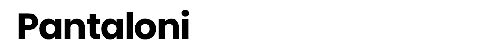 Bold black sans-serif text reading 'Pantaloni' on a white background, a simple typographic logo/header
