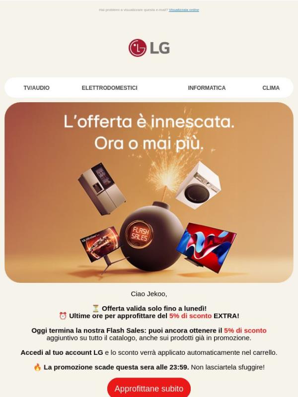 ⚡Flash Sales LG: 5% EXTRA ancora per poco