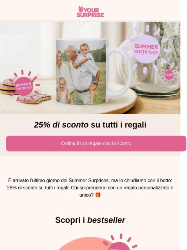 Solo oggi 25% di sconto su tutto! 💝