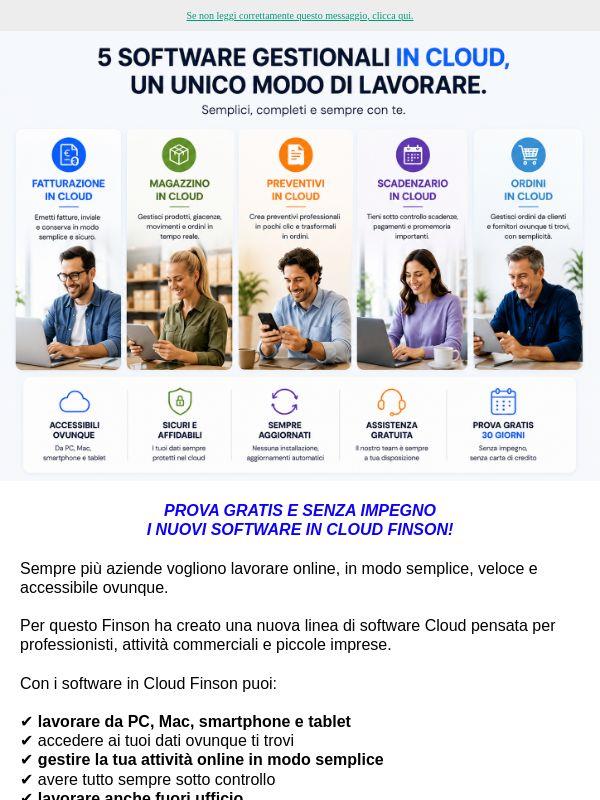 Software gestionali Finson in cloud: lavora dove vuoi, quando e come vuoi!