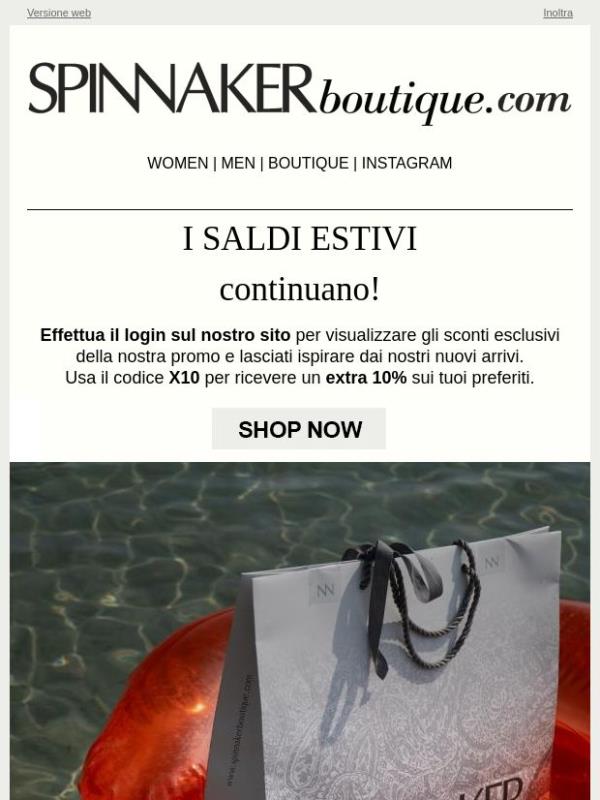 Summer EXTRA Sale: Extra 10% Off sulla selezione PE26