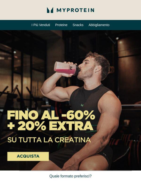 Fino al -60% + 20% Extra sulla Creatina 🔥