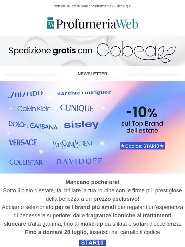 ✨ Mancano poche ore: -10% sui Top Brand dell'estate!