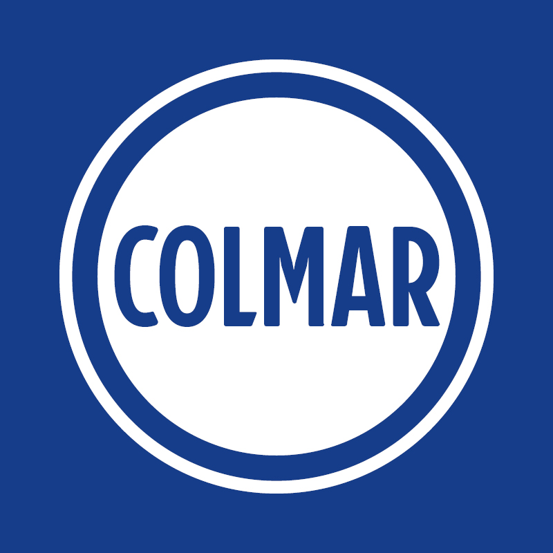 Colmar logo — blue circular badge with white centre and bold blue text reading "COLMAR"