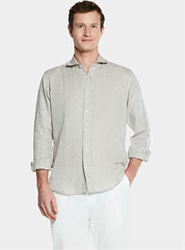 Camicia collo francese in lino e cotone