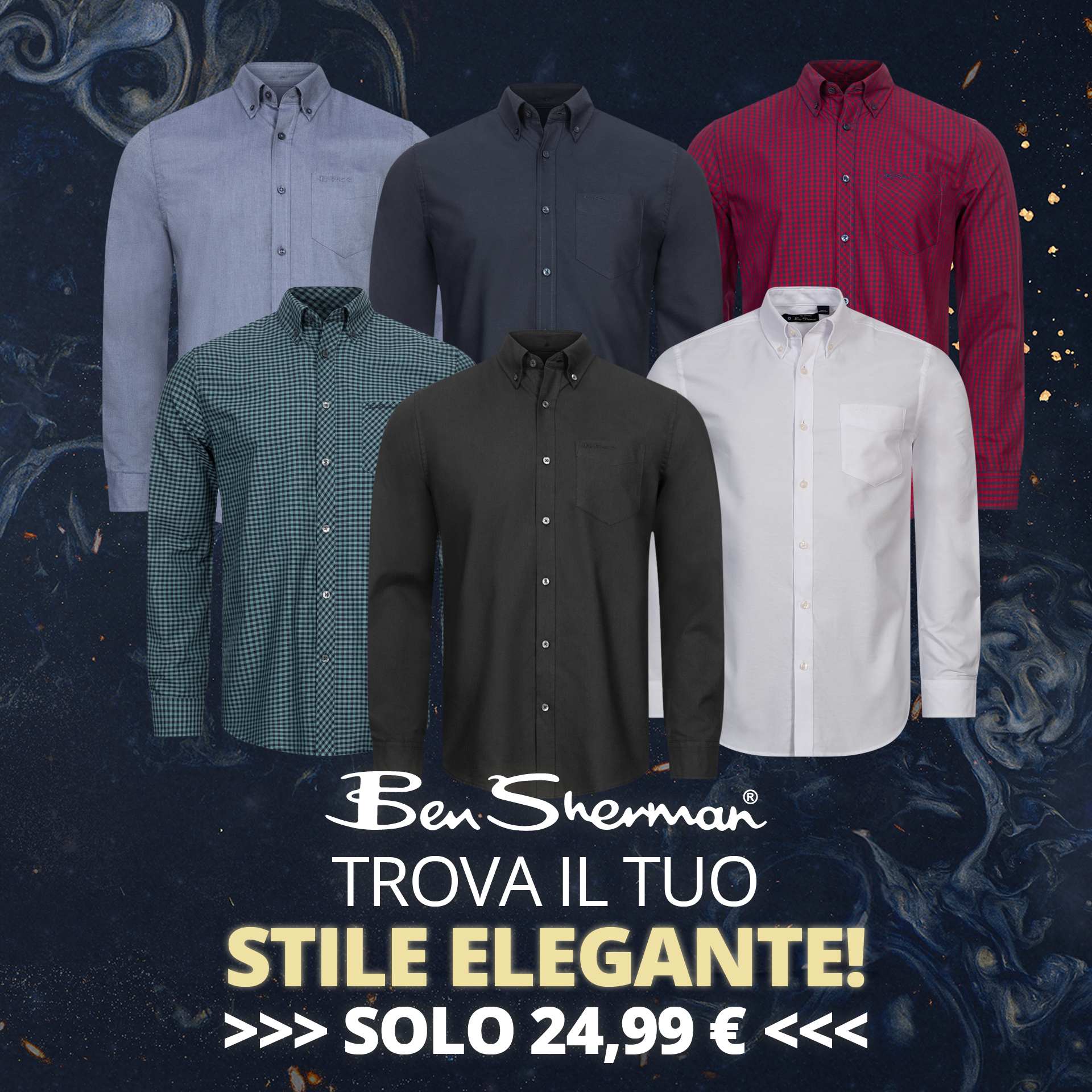 ben sherman oxford uomo camicia a maniche lunghe