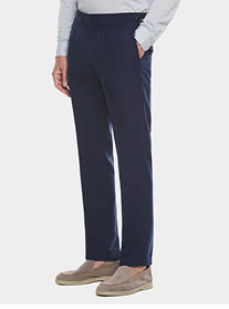 Pantaloni con doppia pince e fibbie in misto lino